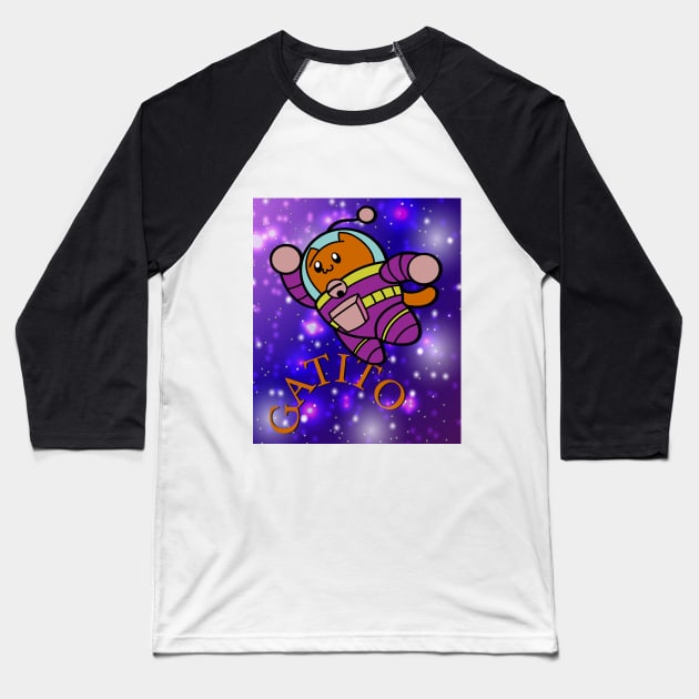 Gatito Galaxy Adventure Baseball T-Shirt by pmArtology